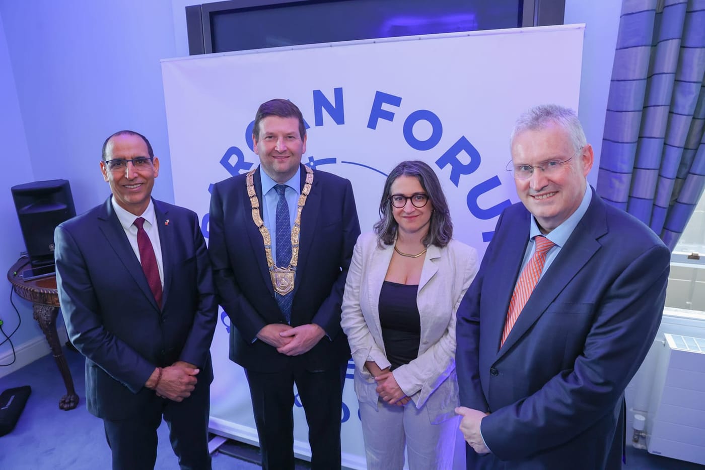 From left to right: His Excellency Dr. Lahcen Mahraoui — Embassy of Morocco · Cathaoirleach Barry Saul — DLR County Council · Caterina Bortolaso — European DIGITAL SME Alliance · Frank Curran — DLR County Council
